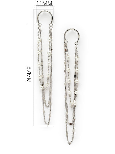 Pissara by Sukkhi Glorious 925 Sterling Silver Round Shaped Cubic Zirconia Dangle Earrings For Women & Girls|with Authenticity Certificate, 925 Stamp & 6 Months Warranty E105148