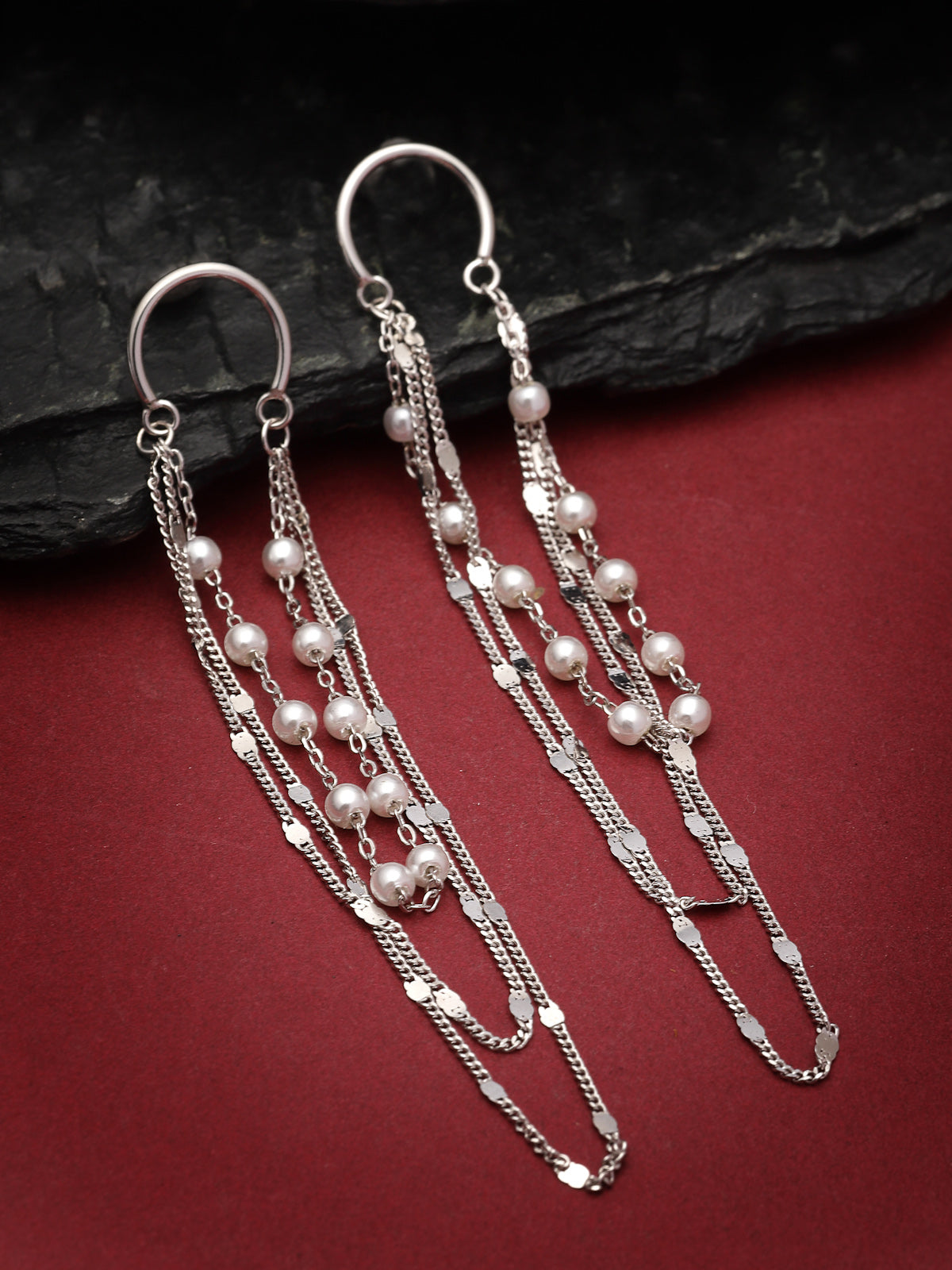 Pissara by Sukkhi Glorious 925 Sterling Silver Round Shaped Cubic Zirconia Dangle Earrings For Women & Girls|with Authenticity Certificate, 925 Stamp & 6 Months Warranty E105148