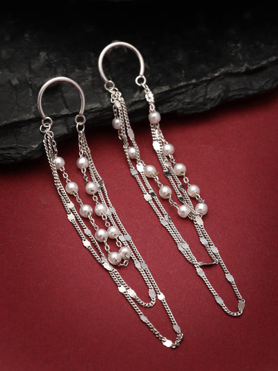 Pissara by Sukkhi Glorious 925 Sterling Silver Round Shaped Cubic Zirconia Dangle Earrings For Women & Girls|with Authenticity Certificate, 925 Stamp & 6 Months Warranty E105148