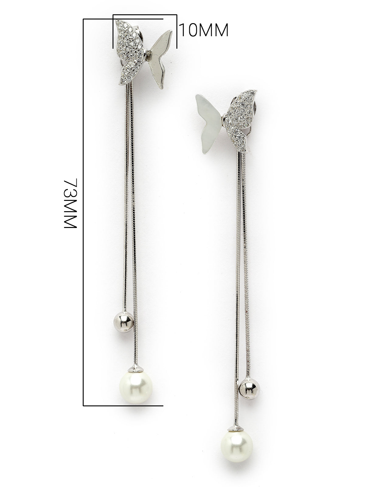 Pissara by Sukkhi Exquisite 925 Sterling Silver Butterfly Cubic Zirconia Dangle Earrings For Women & Girls|with Authenticity Certificate, 925 Stamp & 6 Months Warranty E105149