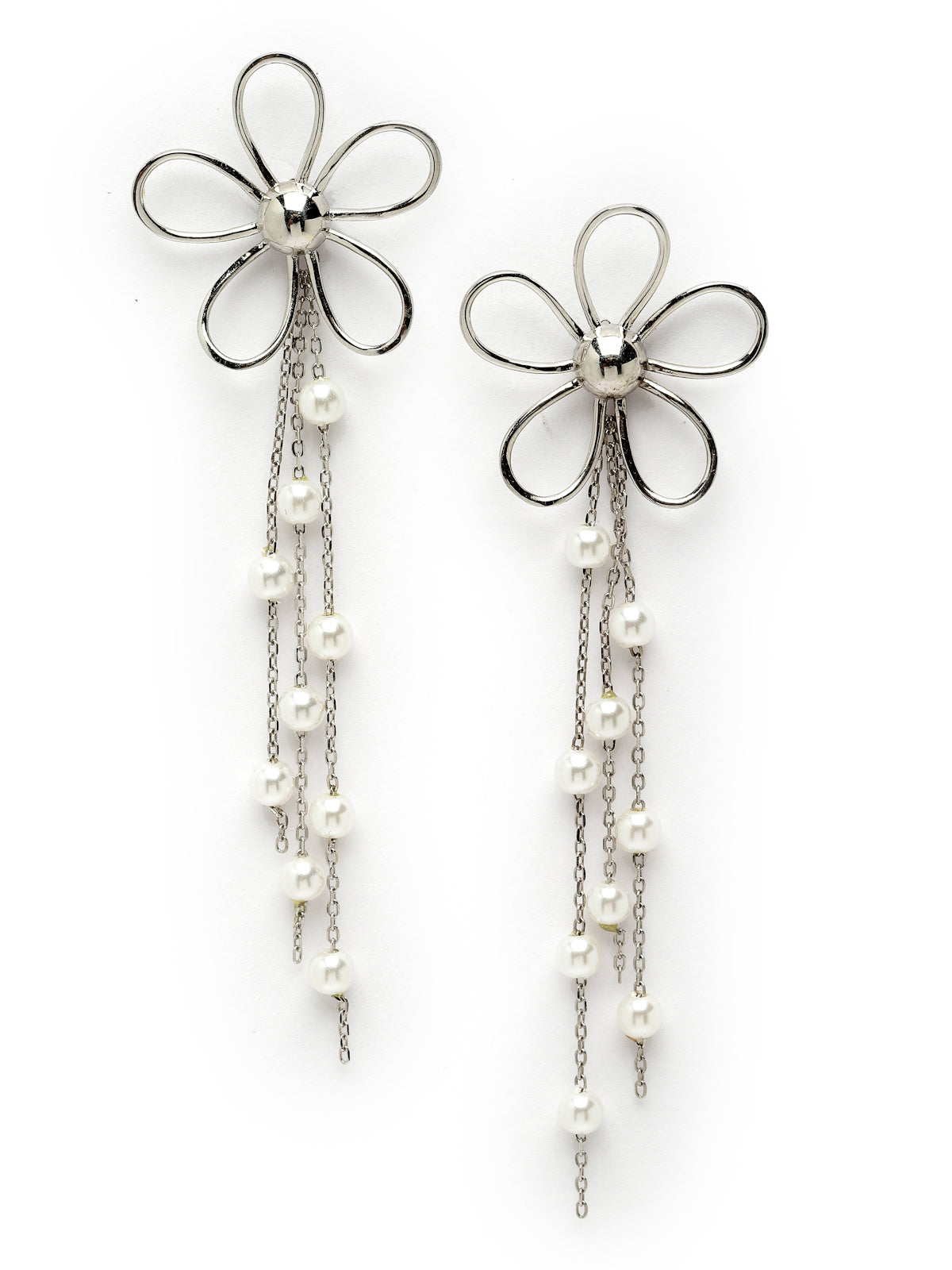 Pissara by Sukkhi Creative 925 Sterling Silver Floral Shaped Cubic Zirconia Dangle Earrings For Women & Girls|with Authenticity Certificate, 925 Stamp & 6 Months Warranty E105152