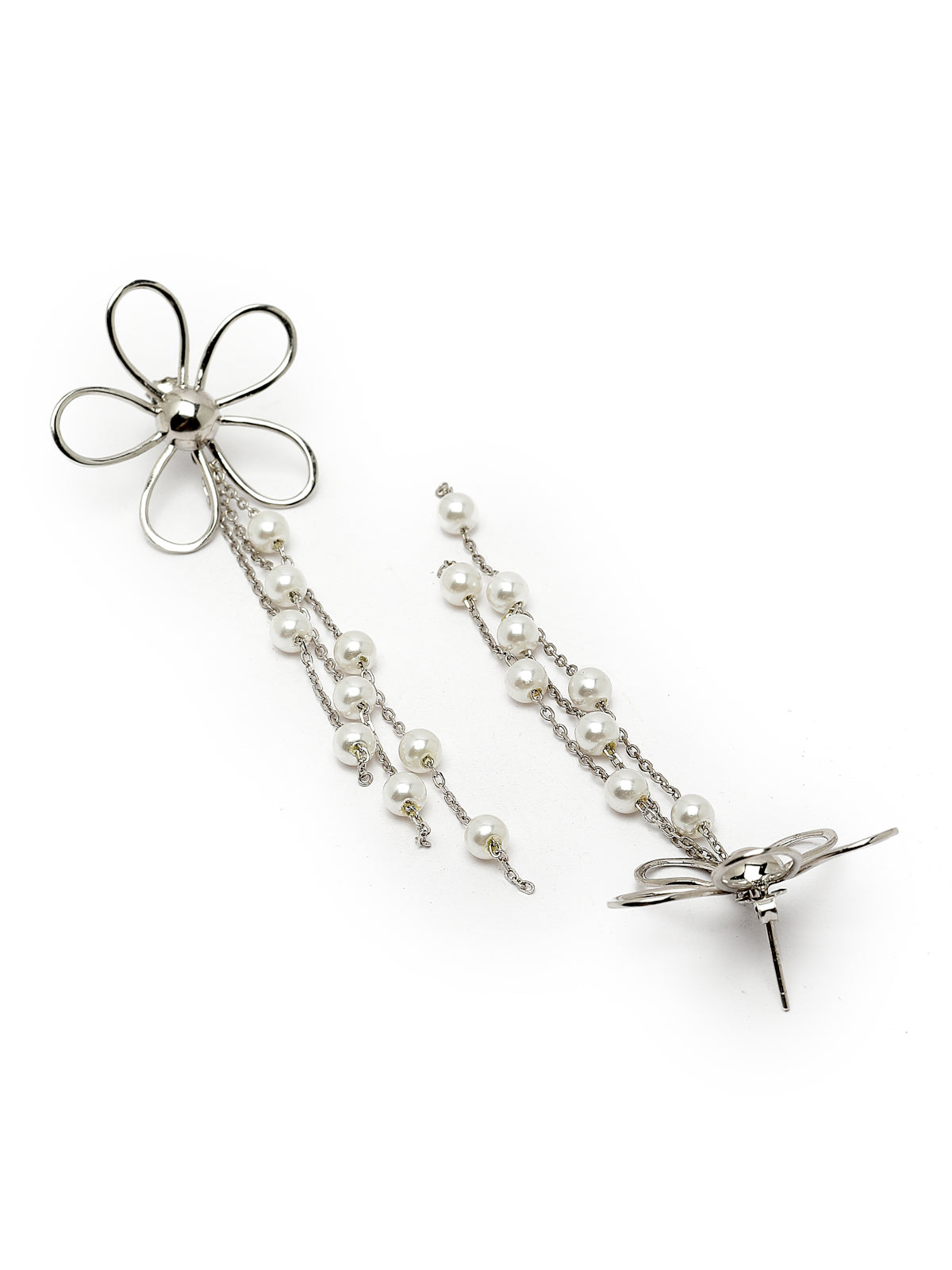 Pissara by Sukkhi Creative 925 Sterling Silver Floral Shaped Cubic Zirconia Dangle Earrings For Women & Girls|with Authenticity Certificate, 925 Stamp & 6 Months Warranty E105152