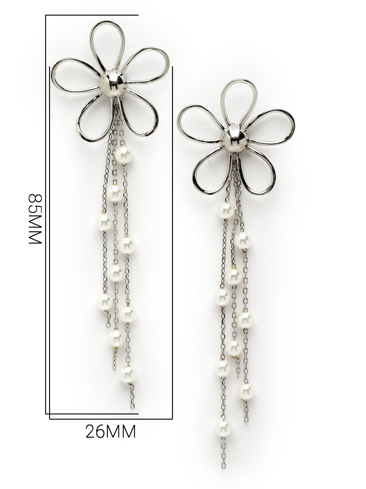 Pissara by Sukkhi Creative 925 Sterling Silver Floral Shaped Cubic Zirconia Dangle Earrings For Women & Girls|with Authenticity Certificate, 925 Stamp & 6 Months Warranty E105152