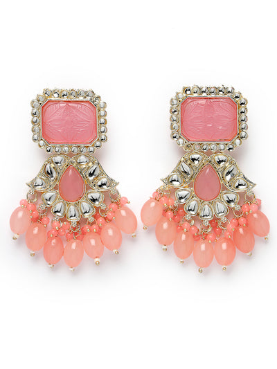 Studio Sukkhi Ethnic Gold Plated Pink Kundan Studded Dangle Drop Earrings For Women And Girls E105749