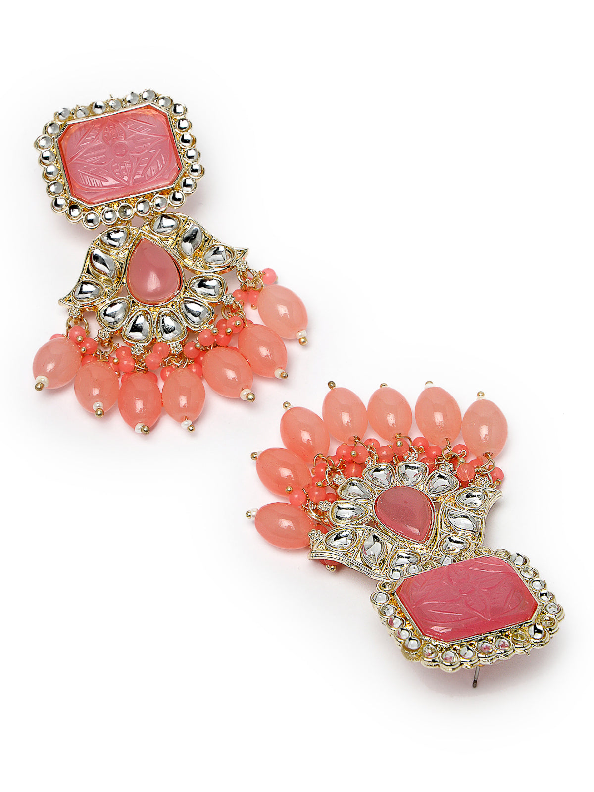 Studio Sukkhi Ethnic Gold Plated Pink Kundan Studded Dangle Drop Earrings For Women And Girls E105749