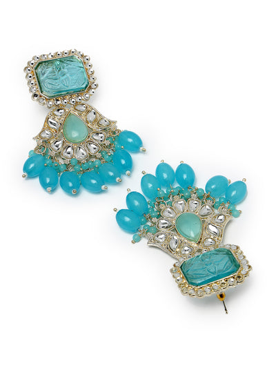 Studio Sukkhi Delicate Gold Plated Blue Kundan Studded Dangle Drop Earrings For Women And Girls E105750