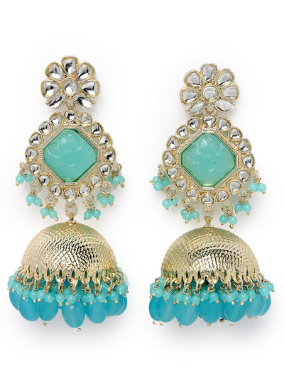Studio Sukkhi Classical Gold Plated Blue Kundan Studded Jhumka/Jhumki Earrings For Women And Girls E105752