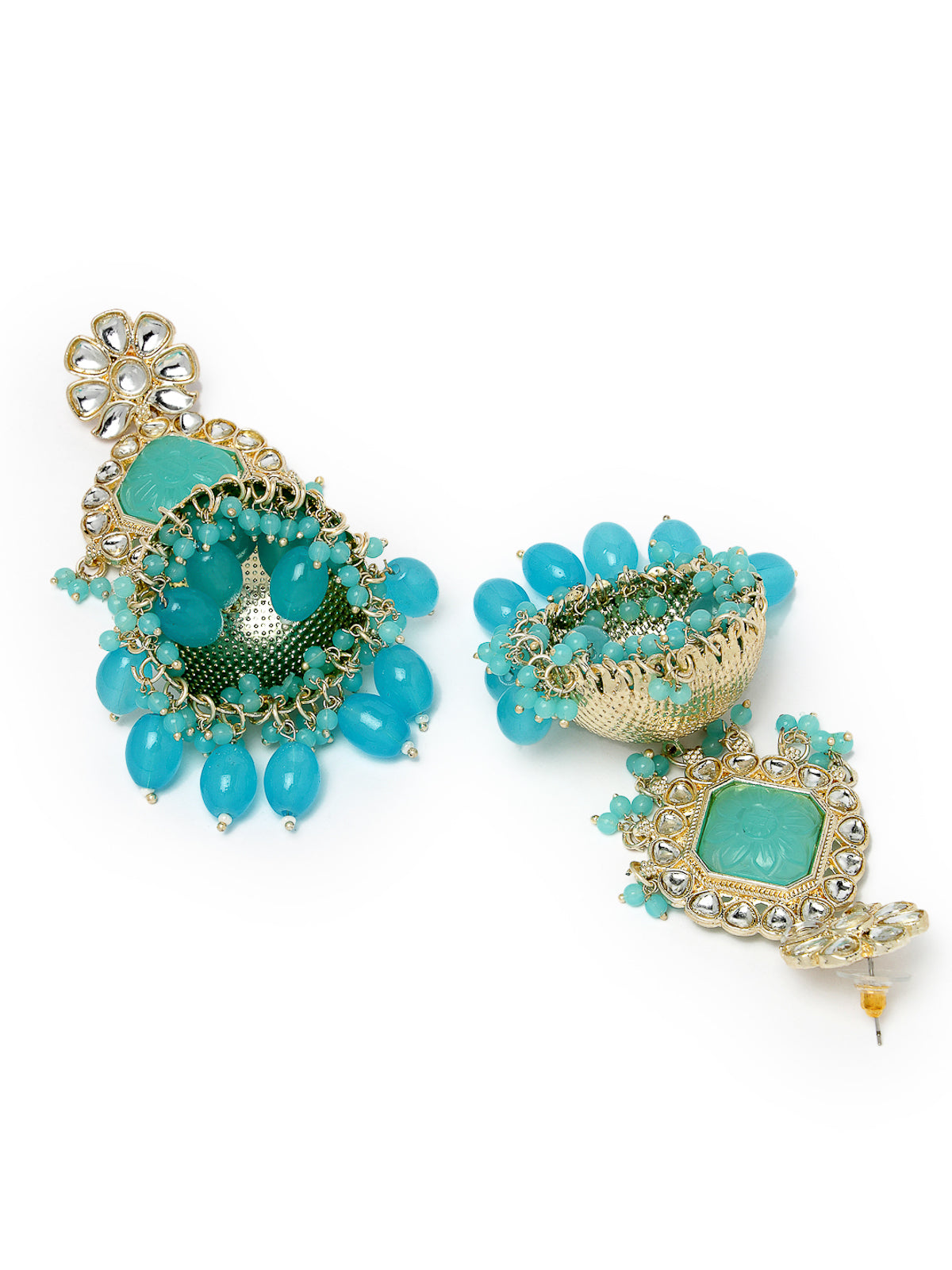 Studio Sukkhi Classical Gold Plated Blue Kundan Studded Jhumka/Jhumki Earrings For Women And Girls E105752