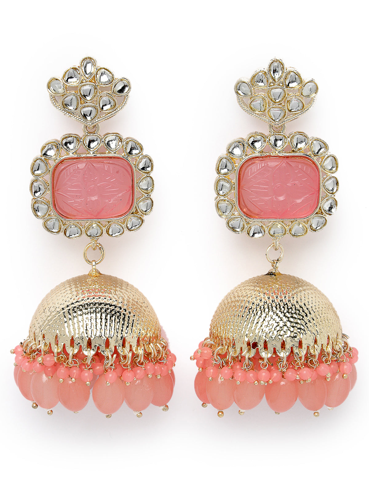 Studio Sukkhi Trendy Gold Plated With Kundan Studded Pink Jhumka/Jhumki Earrings For Women And Girls E105753