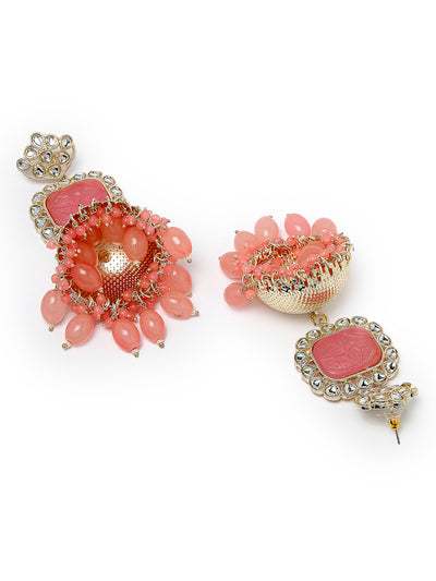 Studio Sukkhi Trendy Gold Plated With Kundan Studded Pink Jhumka/Jhumki Earrings For Women And Girls E105753