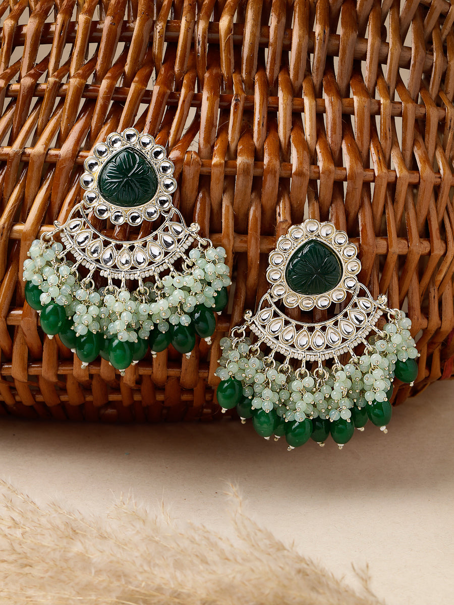 Studio Sukkhi Delicate Gold Plated Kundan Studded With Faux Beaded Chandelier Drop Earrings For Women And Girls E105754