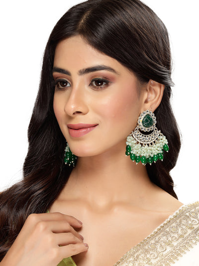 Studio Sukkhi Delicate Gold Plated Kundan Studded With Faux Beaded Chandelier Drop Earrings For Women And Girls E105754