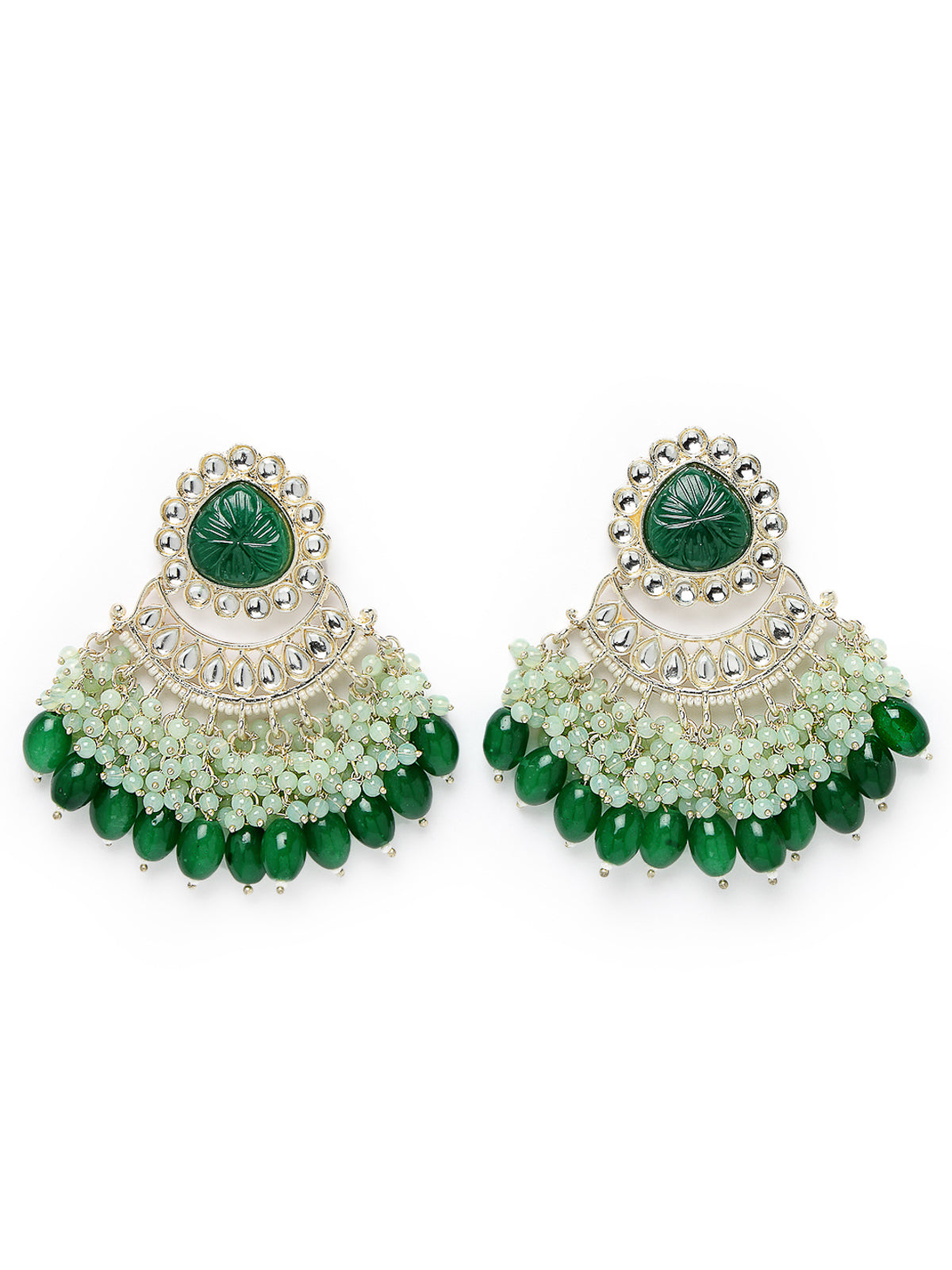 Studio Sukkhi Delicate Gold Plated Kundan Studded With Faux Beaded Chandelier Drop Earrings For Women And Girls E105754