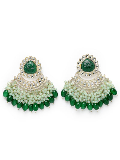 Studio Sukkhi Delicate Gold Plated Kundan Studded With Faux Beaded Chandelier Drop Earrings For Women And Girls E105754