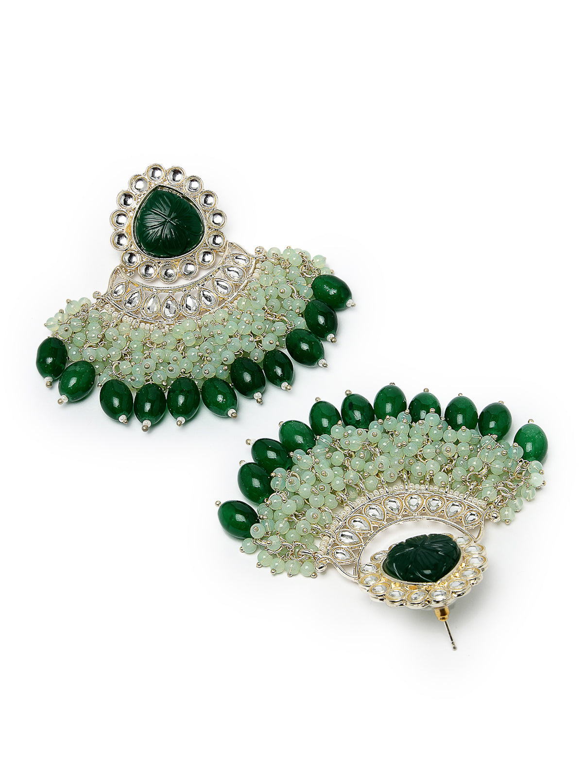 Studio Sukkhi Delicate Gold Plated Kundan Studded With Faux Beaded Chandelier Drop Earrings For Women And Girls E105754