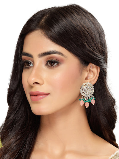Studio Sukkhi Beautiful Gold Plated With Kundan Studded Pink & Green Stud Earrings For Women And Girls E105757