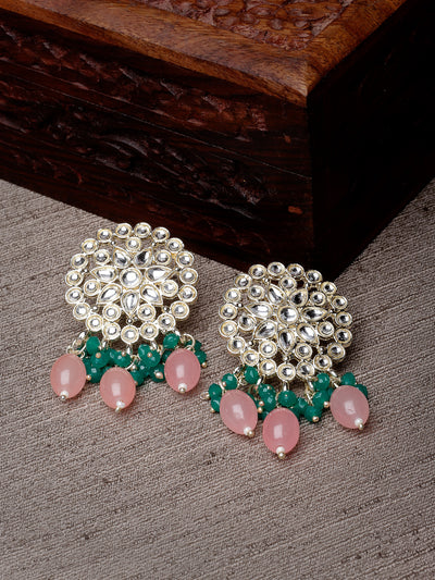 Studio Sukkhi Beautiful Gold Plated With Kundan Studded Pink & Green Stud Earrings For Women And Girls E105757