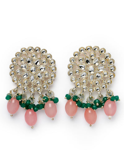 Studio Sukkhi Beautiful Gold Plated With Kundan Studded Pink & Green Stud Earrings For Women And Girls E105757