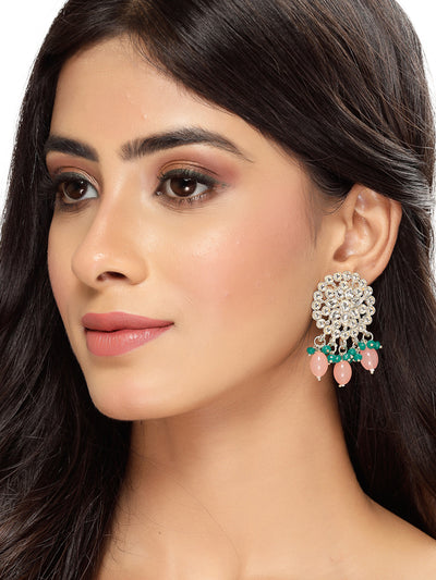 Studio Sukkhi Beautiful Gold Plated With Kundan Studded Pink & Green Stud Earrings For Women And Girls E105757