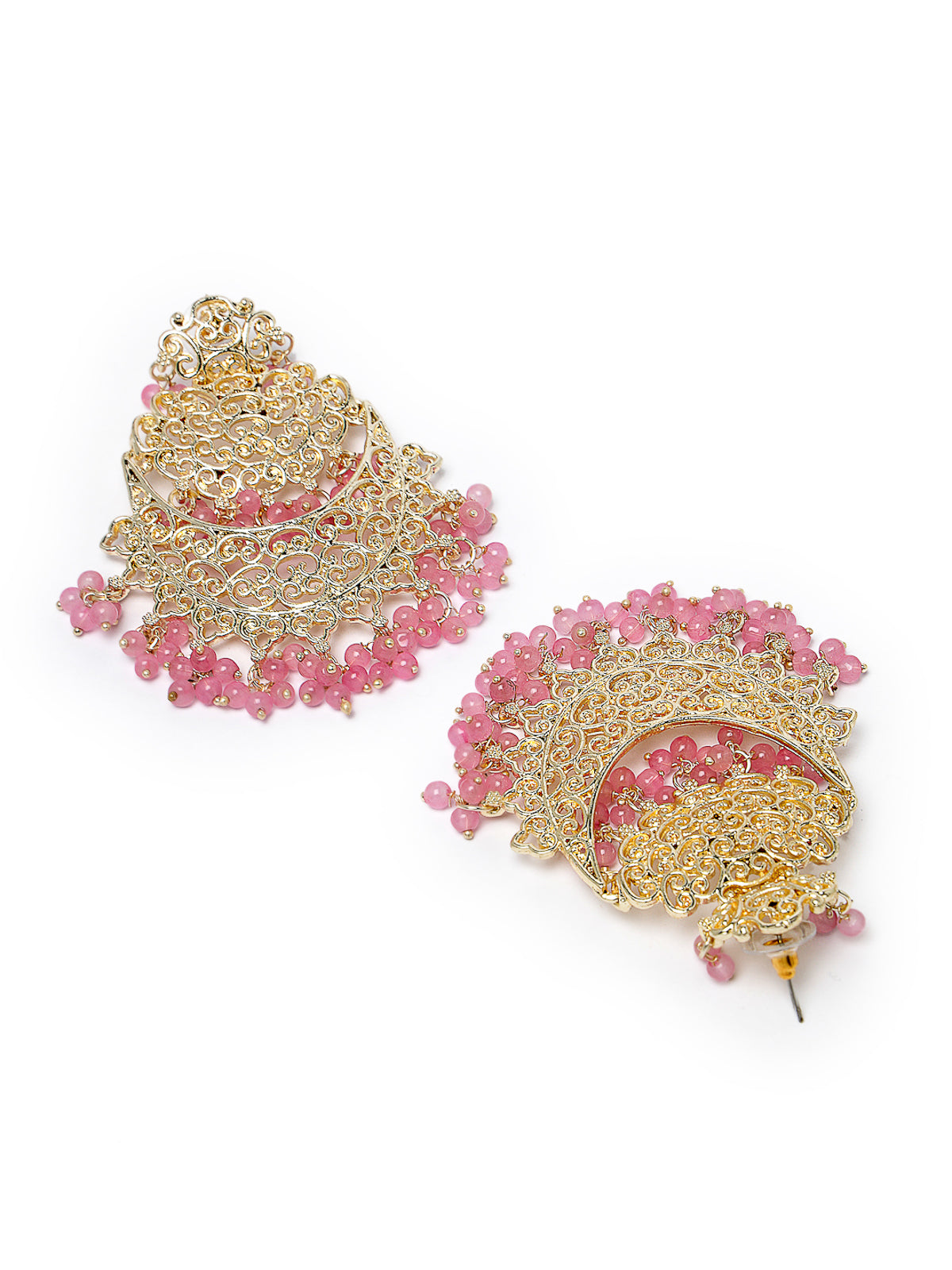 Studio Sukkhi Impressive Classy Gold Plated With Faux Beaded Pink Chandbali Earrings For Women And Girls E105762