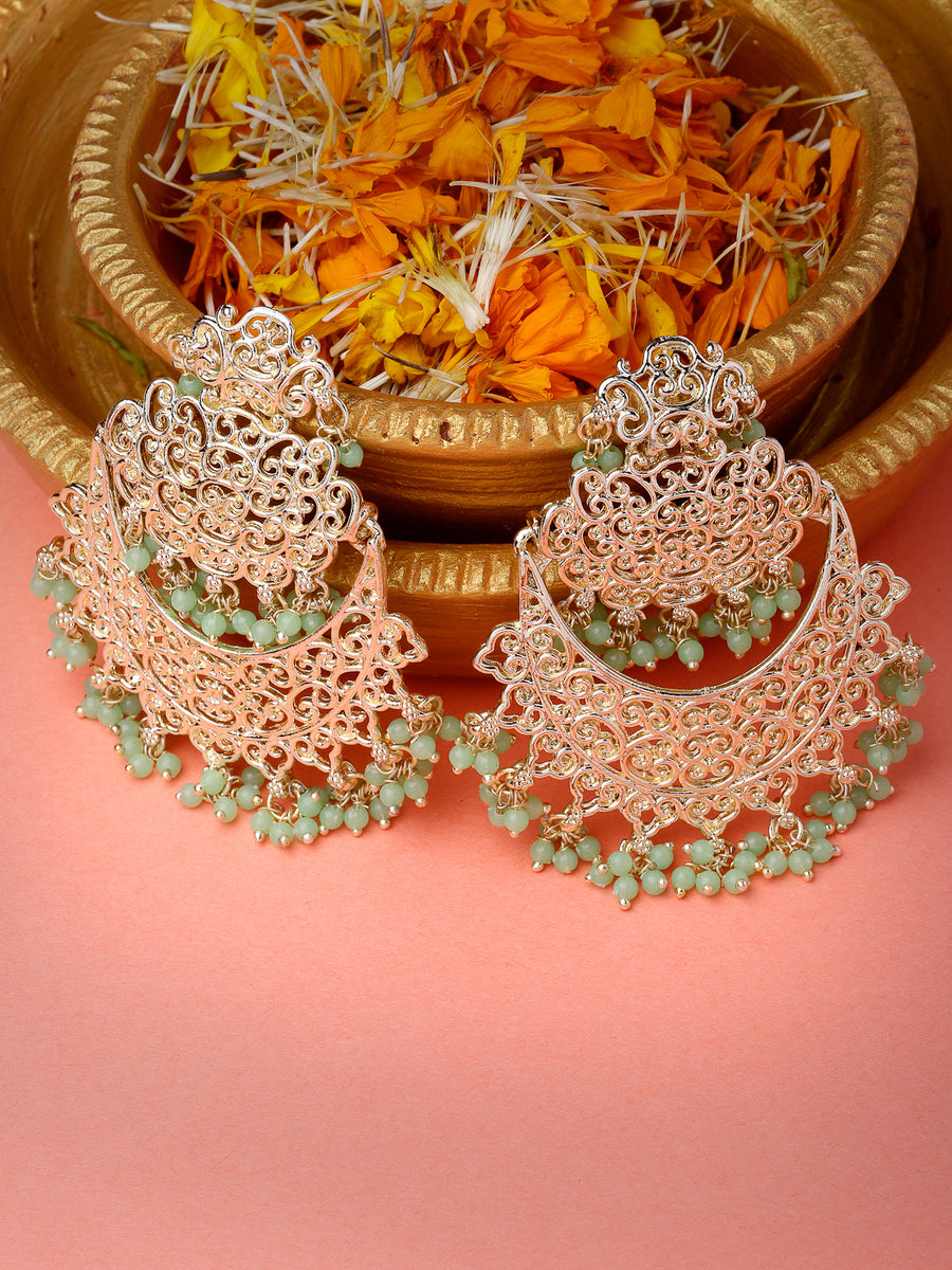 Studio Sukkhi Trendy Gold Plated With Faux Beaded Green Chandbali Earrings For Women And Girls E105763