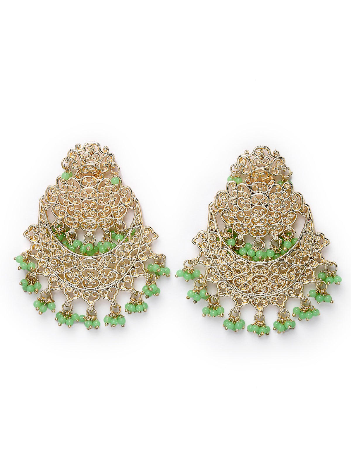Studio Sukkhi Trendy Gold Plated With Faux Beaded Green Chandbali Earrings For Women And Girls E105763
