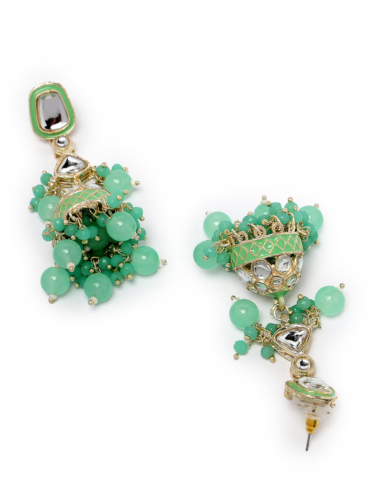 Studio Sukkhi Classic Kundan With Meenakari Gold Plated Green Jhumka/Jhumki Earrings For Women And Girls E105765