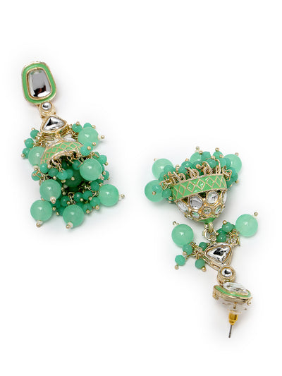 Studio Sukkhi Classic Kundan With Meenakari Gold Plated Green Jhumka/Jhumki Earrings For Women And Girls E105765