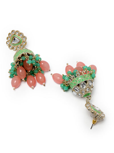 Studio Sukkhi Lavish Kundan With Meenakari Gold Plated Mint Green Jhumka/Jhumki Earrings For Women And Girls E105766