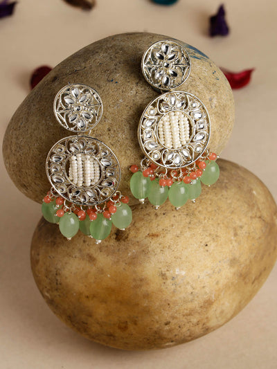 Studio Sukkhi Classical Gold Plated Kundan Studded Mint Green Dangle Drop Earrings For Women And Girls E105768