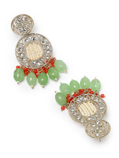 Studio Sukkhi Classical Gold Plated Kundan Studded Mint Green Dangle Drop Earrings For Women And Girls E105768