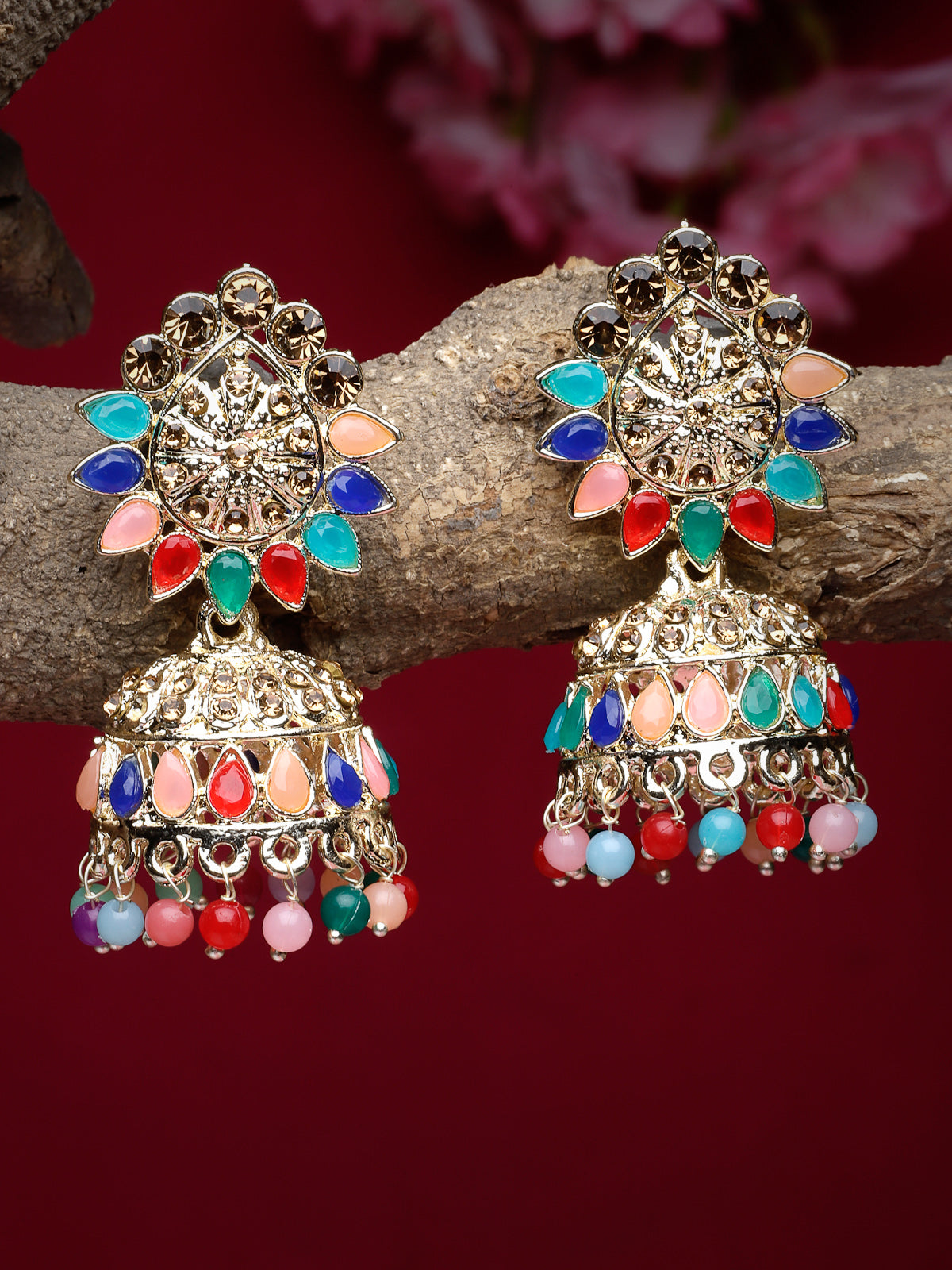 Studio Sukkhi Latest Bollywood Inspired Traditional Multicolor AD Stones Studded Jhumka/Jhumki Earrings For Women And Girls E105770