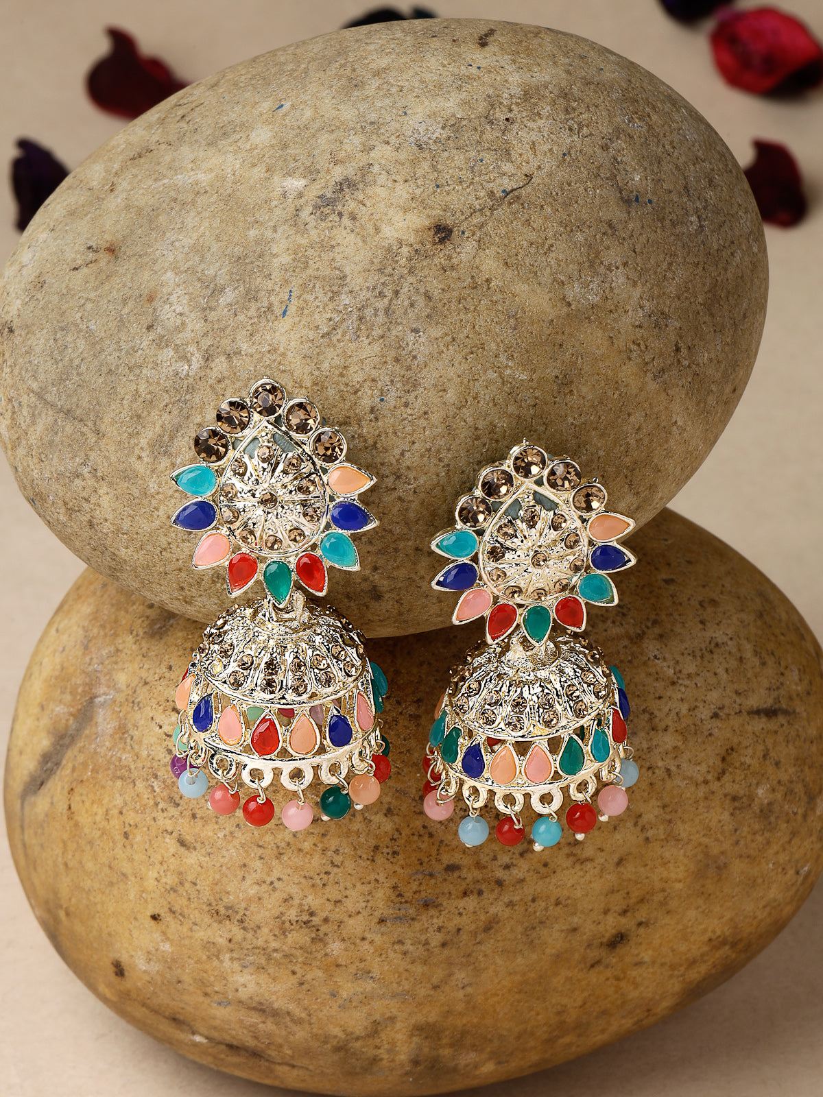 Studio Sukkhi Latest Bollywood Inspired Traditional Multicolor AD Stones Studded Jhumka/Jhumki Earrings For Women And Girls E105770