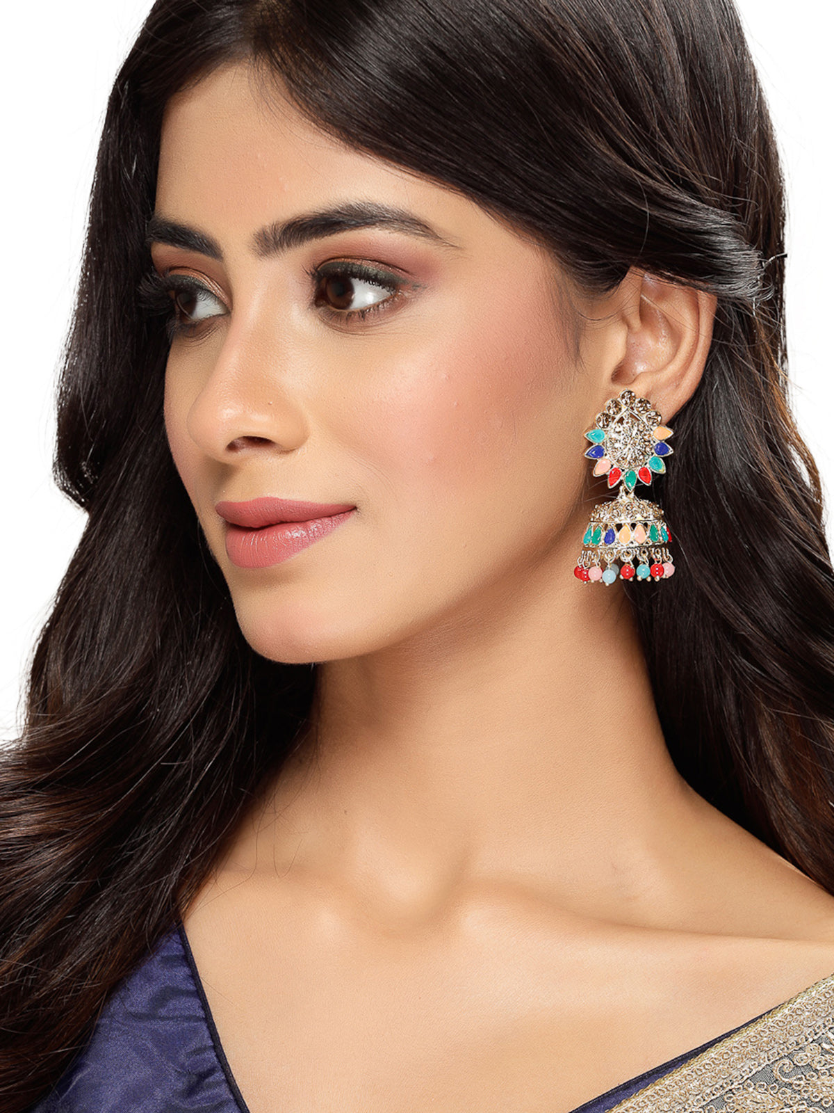 Studio Sukkhi Latest Bollywood Inspired Traditional Multicolor AD Stones Studded Jhumka/Jhumki Earrings For Women And Girls E105770