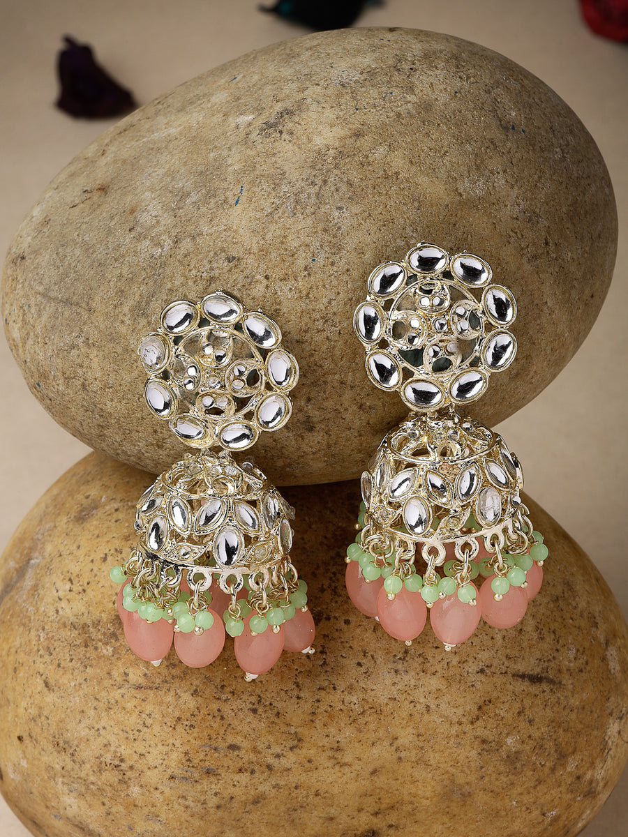 Studio Sukkhi Elegant Gold Plated With Kundan Studded Pink Jhumka/Jhumki Earrings For Women And Girls E105771