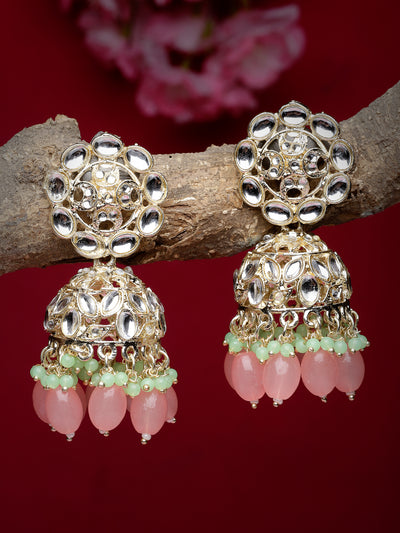 Studio Sukkhi Elegant Gold Plated With Kundan Studded Pink Jhumka/Jhumki Earrings For Women And Girls E105771