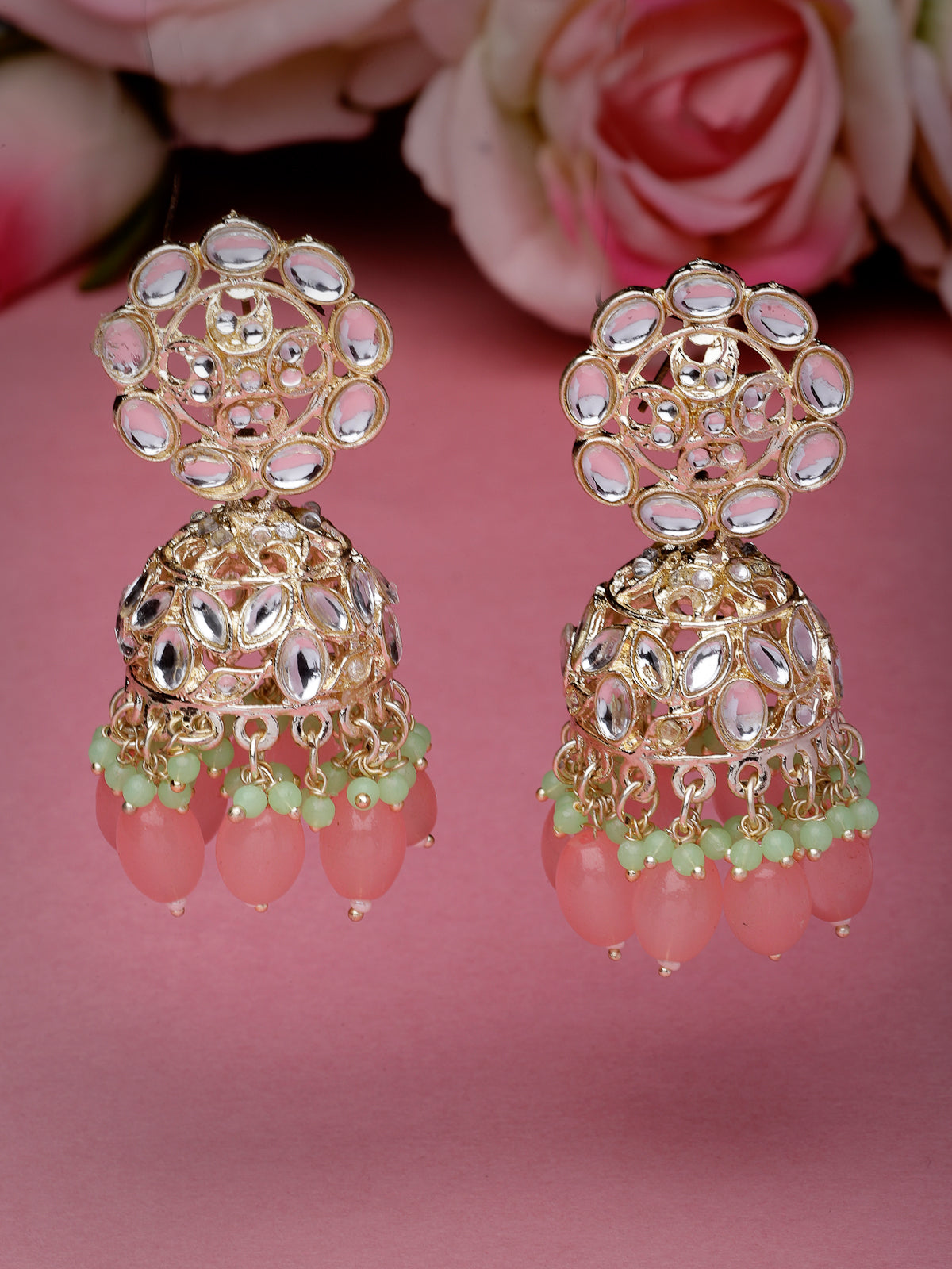 Studio Sukkhi Elegant Gold Plated With Kundan Studded Pink Jhumka/Jhumki Earrings For Women And Girls E105771