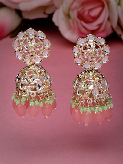 Studio Sukkhi Elegant Gold Plated With Kundan Studded Pink Jhumka/Jhumki Earrings For Women And Girls E105771