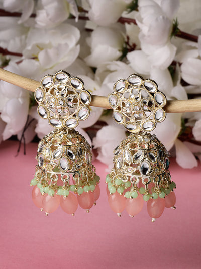 Studio Sukkhi Elegant Gold Plated With Kundan Studded Pink Jhumka/Jhumki Earrings For Women And Girls E105771