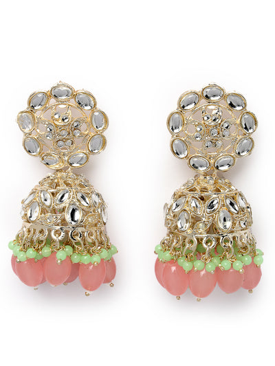 Studio Sukkhi Elegant Gold Plated With Kundan Studded Pink Jhumka/Jhumki Earrings For Women And Girls E105771
