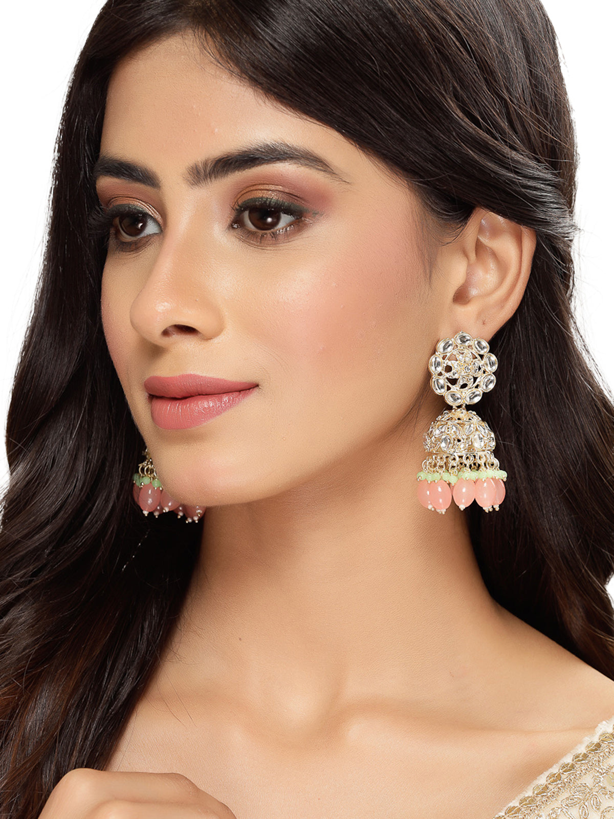 Studio Sukkhi Elegant Gold Plated With Kundan Studded Pink Jhumka/Jhumki Earrings For Women And Girls E105771