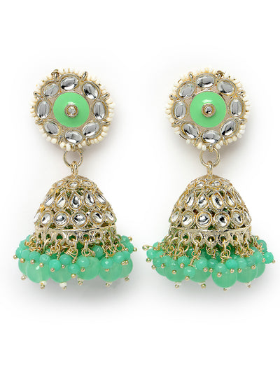 Studio Sukkhi Indian Traditional Gold Plated Kundan With Green Meenakari Jhumka/Jhumki Earrings For Women And Girls E105775