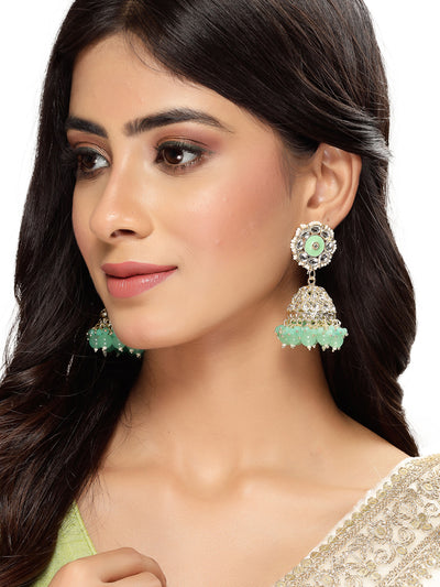 Studio Sukkhi Indian Traditional Gold Plated Kundan With Green Meenakari Jhumka/Jhumki Earrings For Women And Girls E105775