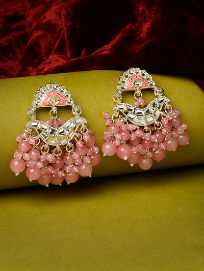 Studio Sukkhi Pretty Fashionable Gold Plated Kundan With Pink Meenakari Dangle Drop Earrings For Women And Girls E105779
