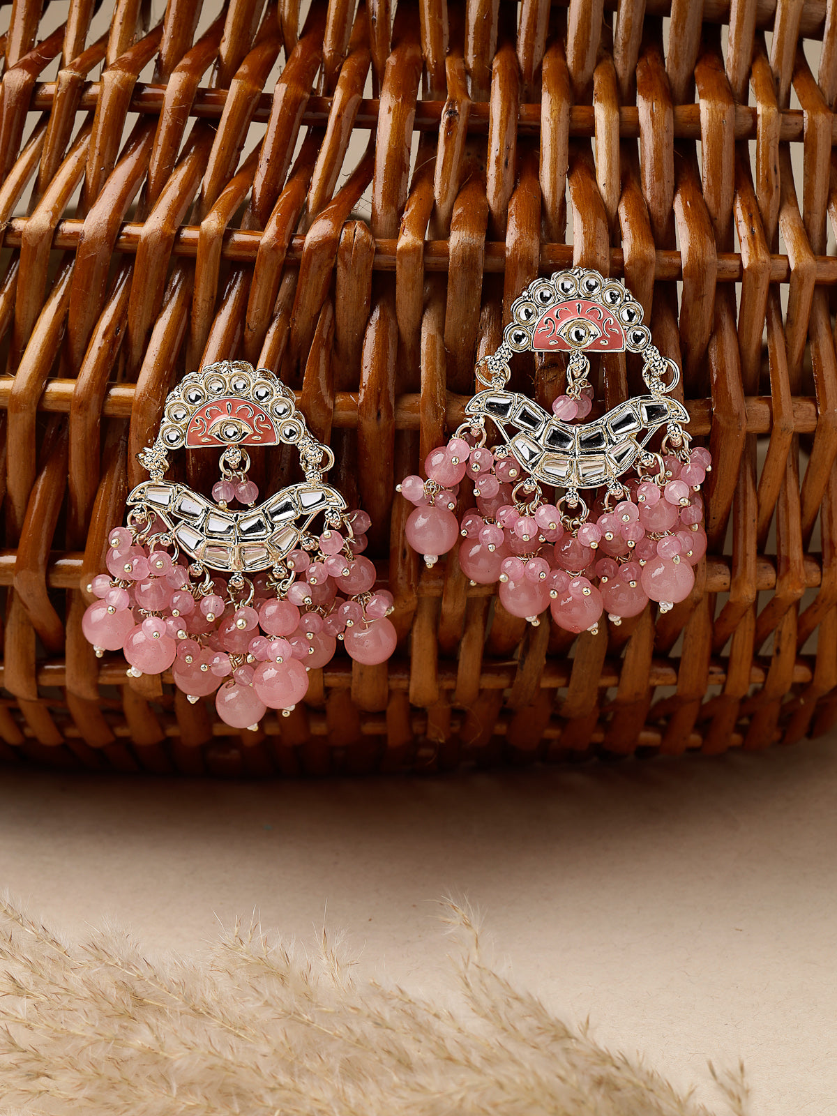 Studio Sukkhi Pretty Fashionable Gold Plated Kundan With Pink Meenakari Dangle Drop Earrings For Women And Girls E105779