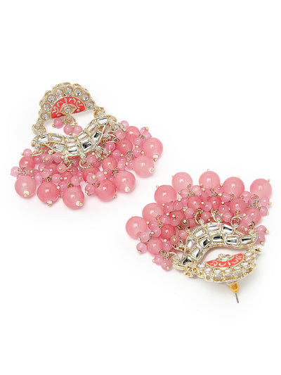 Studio Sukkhi Pretty Fashionable Gold Plated Kundan With Pink Meenakari Dangle Drop Earrings For Women And Girls E105779