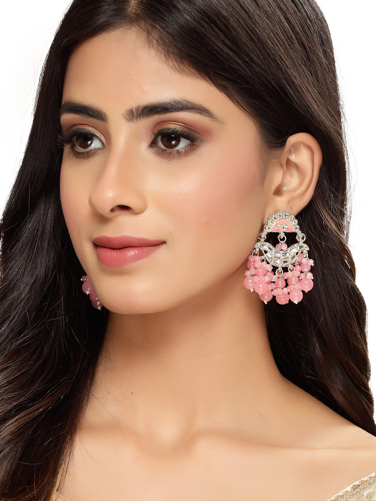 Studio Sukkhi Pretty Fashionable Gold Plated Kundan With Pink Meenakari Dangle Drop Earrings For Women And Girls E105779