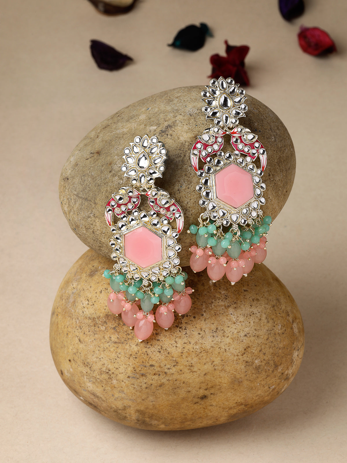 Studio Sukkhi Fashionable Gold Plated Kundan With Meenakari Multicolor Dangle Drop Earrings For Women And Girls E105780