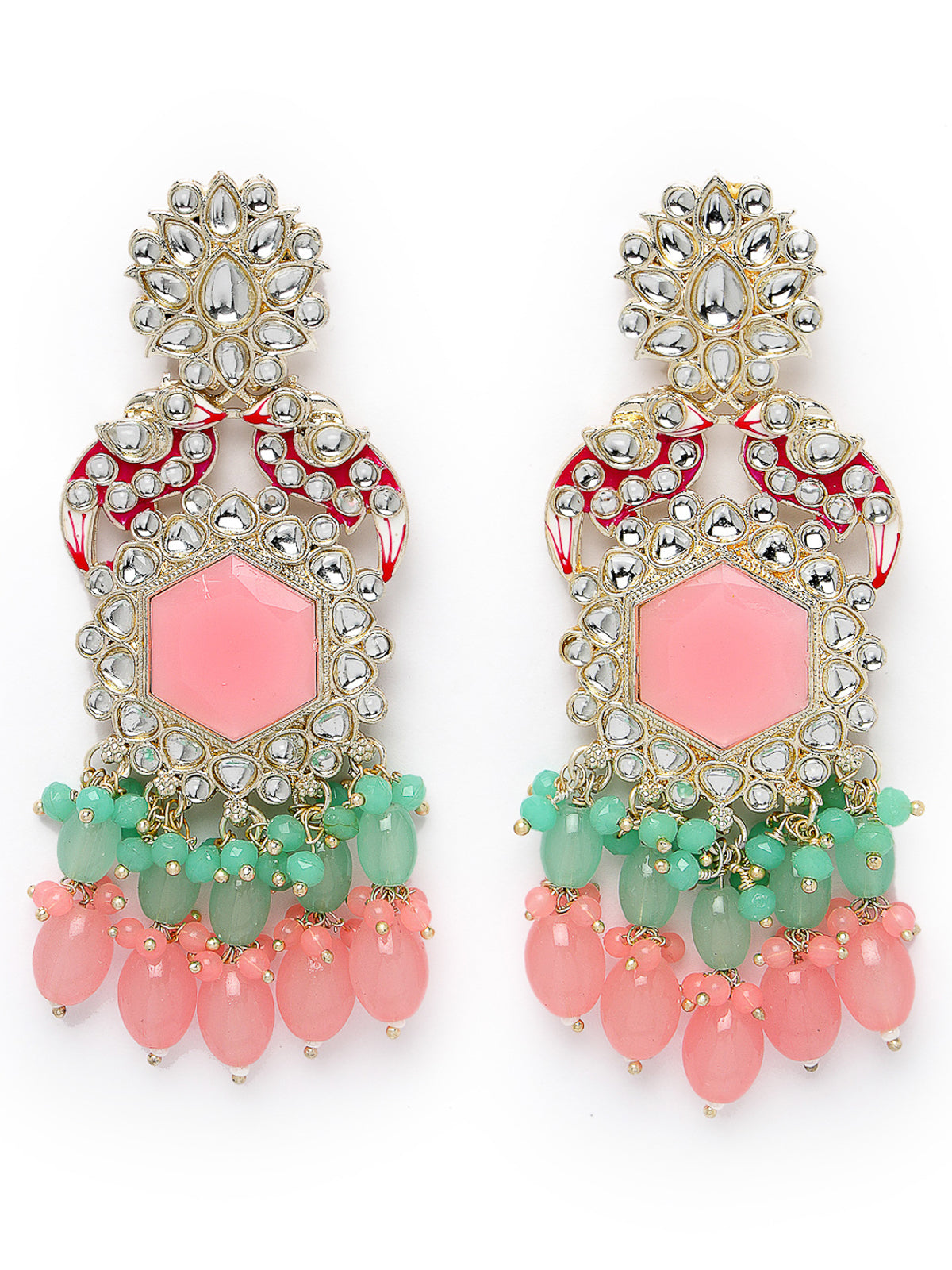 Studio Sukkhi Fashionable Gold Plated Kundan With Meenakari Multicolor Dangle Drop Earrings For Women And Girls E105780