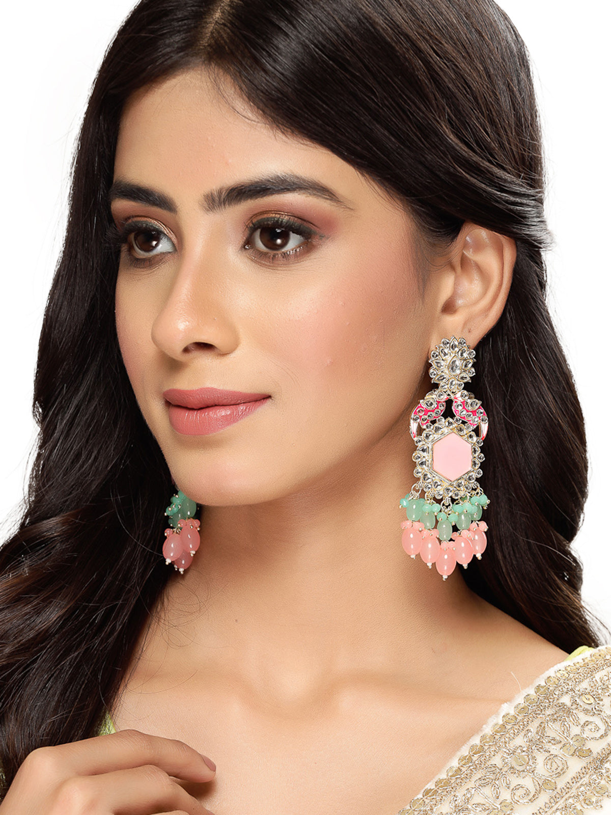 Studio Sukkhi Fashionable Gold Plated Kundan With Meenakari Multicolor Dangle Drop Earrings For Women And Girls E105780